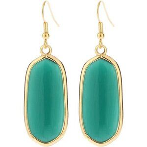 Natural Crystal Stone Dangle Earrings Gold Plated Drop Earrings for Women Gift